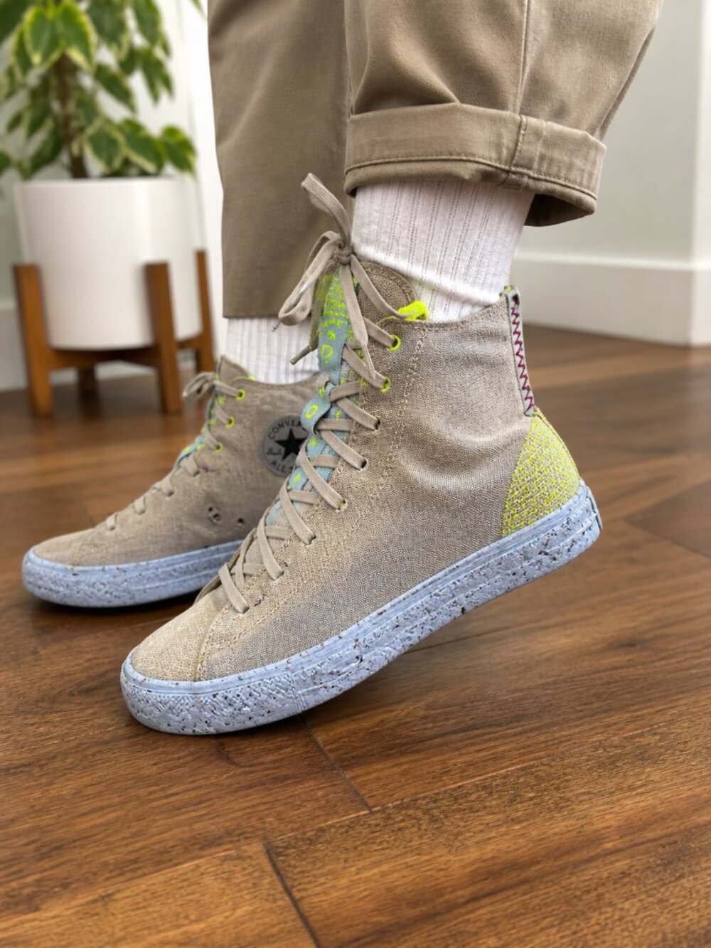 Converse Chuck Taylor Crater High Grey Volt Speckled Men's 10 Eco Canvas Sneaker
